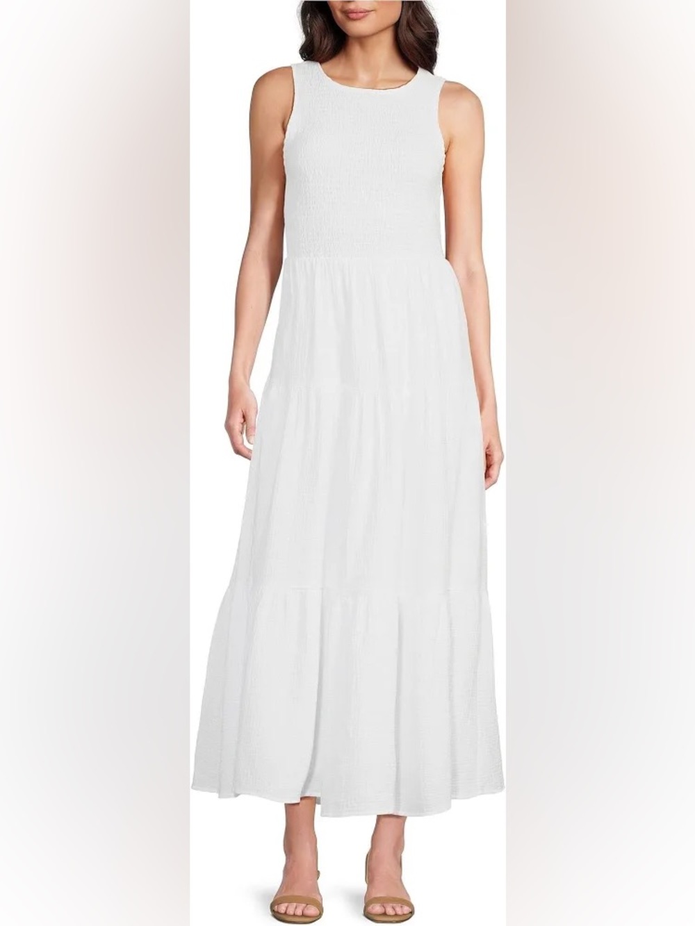 DKNY White Textured Maxi Dress